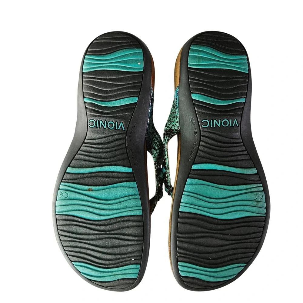 Vionic Floriana Teal Snakeskin Turquoise Studded Orthotic Sandals Womens 8 - Picture 7 of 7